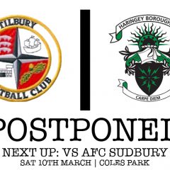 Update: The away match against Tilbury FC has been postponed!